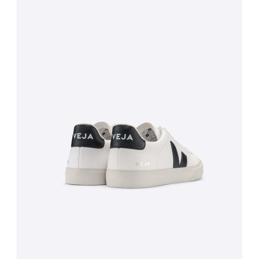 Women's Veja CAMPO CHROMEFREE Low Tops Sneakers White/Black | SG 592LIS